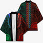 African Dashiki and Polynesian Pattern Kimono Half Green-Red