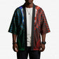 African Dashiki and Polynesian Pattern Kimono Half Green-Red