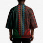 African Dashiki and Polynesian Pattern Kimono Half Green-Red