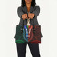 African Dashiki and Polynesian Pattern Leather Bag Half Green-Red