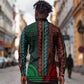 African Dashiki and Polynesian Pattern Long Sleeve Button Shirt Half Green-Red