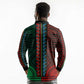 African Dashiki and Polynesian Pattern Long Sleeve Polo Shirt Half Green-Red