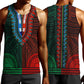 African Dashiki and Polynesian Pattern Men Tank Top Half Green-Red