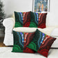 African Dashiki and Polynesian Pattern Pillow Cover Half Green-Red