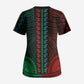 African Dashiki and Polynesian Pattern Scrub Top Half Green-Red