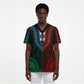 African Dashiki and Polynesian Pattern Scrub Top Half Green-Red