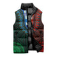 African Dashiki and Polynesian Pattern Sleeveless Puffer Jacket Half Green-Red