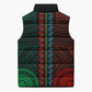 African Dashiki and Polynesian Pattern Sleeveless Puffer Jacket Half Green-Red