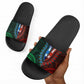 African Dashiki and Polynesian Pattern Slide Sandals Half Green-Red