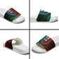 African Dashiki and Polynesian Pattern Slide Sandals Half Green-Red