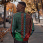 African Dashiki and Polynesian Pattern Sweatshirt Half Green-Red