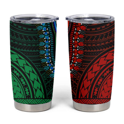 African Dashiki and Polynesian Pattern Tumbler Cup Half Green-Red