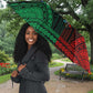 African Dashiki and Polynesian Pattern Umbrella Half Green-Red