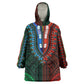 African Dashiki and Polynesian Pattern Wearable Blanket Hoodie Half Green-Red