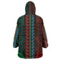 African Dashiki and Polynesian Pattern Wearable Blanket Hoodie Half Green-Red