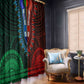 African Dashiki and Polynesian Pattern Window Curtain Half Green-Red