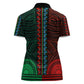 African Dashiki and Polynesian Pattern Women Polo Shirt Half Green-Red