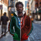 African Dashiki and Polynesian Pattern Zip Hoodie Half Green-Red