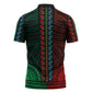African Dashiki and Polynesian Pattern Zipper Polo Shirt Half Green-Red
