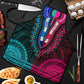 African Dashiki and Polynesian Pattern Apron Half Teal-Pink