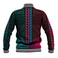 African Dashiki and Polynesian Pattern Baseball Jacket Half Teal-Pink