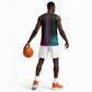 African Dashiki and Polynesian Pattern Basketball Jersey Half Teal-Pink - African Pride