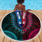 African Dashiki and Polynesian Pattern Beach Blanket Half Teal-Pink