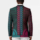 African Dashiki and Polynesian Pattern Blazer Half Teal-Pink