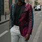 African Dashiki and Polynesian Pattern Blazer Half Teal-Pink