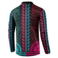 African Dashiki and Polynesian Pattern Button Sweatshirt Half Teal-Pink