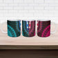 African Dashiki and Polynesian Pattern Ceramic Mug Half Teal-Pink