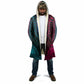African Dashiki and Polynesian Pattern Cloak Half Teal-Pink