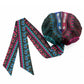 African Dashiki and Polynesian Pattern Easy Headwrap Half Teal-Pink