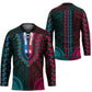 African Dashiki and Polynesian Pattern Hockey Jersey Half Teal-Pink
