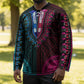 African Dashiki and Polynesian Pattern Hockey Jersey Half Teal-Pink