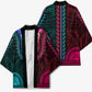 African Dashiki and Polynesian Pattern Kimono Half Teal-Pink