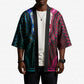 African Dashiki and Polynesian Pattern Kimono Half Teal-Pink