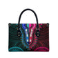 African Dashiki and Polynesian Pattern Leather Bag Half Teal-Pink