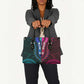African Dashiki and Polynesian Pattern Leather Bag Half Teal-Pink