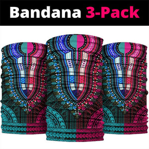 African Dashiki and Polynesian Pattern Neck Gaiter Half Teal-Pink LT9