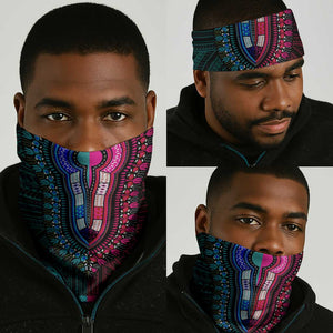 African Dashiki and Polynesian Pattern Neck Gaiter Half Teal-Pink LT9