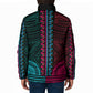African Dashiki and Polynesian Pattern Padded Jacket Half Teal-Pink