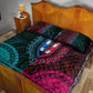 African Dashiki and Polynesian Pattern Quilt Bed Set Half Teal-Pink