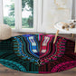 African Dashiki and Polynesian Pattern Round Carpet Half Teal-Pink