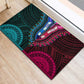 African Dashiki and Polynesian Pattern Rubber Doormat Half Teal-Pink