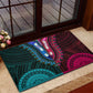 African Dashiki and Polynesian Pattern Rubber Doormat Half Teal-Pink