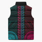 African Dashiki and Polynesian Pattern Sleeveless Puffer Jacket Half Teal-Pink