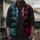 African Dashiki and Polynesian Pattern Sleeveless Puffer Jacket Half Teal-Pink