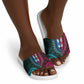 African Dashiki and Polynesian Pattern Slide Sandals Half Teal-Pink