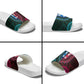 African Dashiki and Polynesian Pattern Slide Sandals Half Teal-Pink
